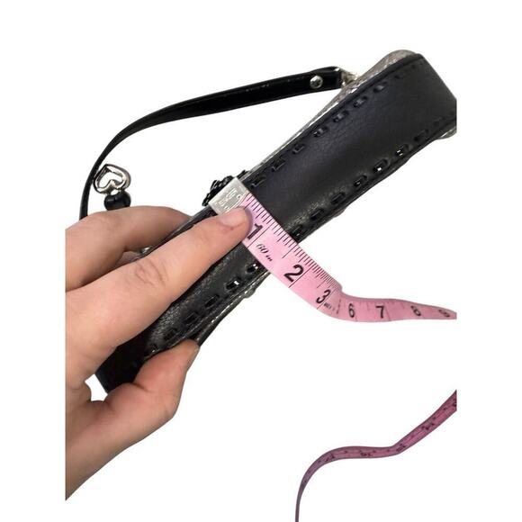 Brighton Black Silver Patent Leather 3D Flower Mini Shoulder Bag - Picture 8 of 8